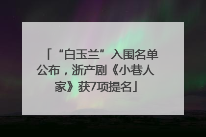 “白玉兰”入围名单公布，浙产剧《小巷人家》获7项提名