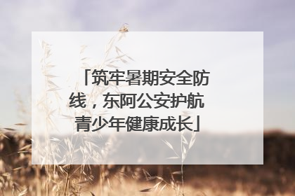 筑牢暑期安全防线，东阿公安护航青少年健康成长