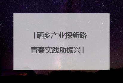 硒乡产业探新路 青春实践助振兴