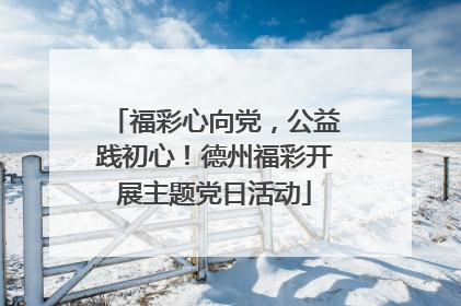 福彩心向党，公益践初心！德州福彩开展主题党日活动
