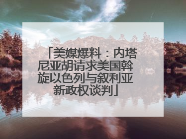 美媒爆料：内塔尼亚胡请求美国斡旋以色列与叙利亚新政权谈判