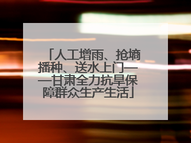 人工增雨、抢墒播种、送水上门——甘肃全力抗旱保障群众生产生活