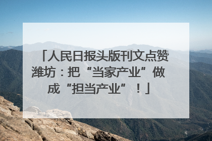 人民日报头版刊文点赞潍坊：把“当家产业”做成“担当产业”！