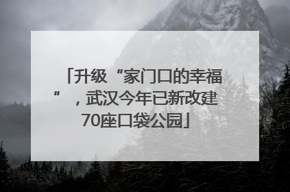 升级“家门口的幸福”，武汉今年已新改建70座口袋公园