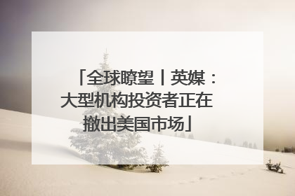 全球瞭望丨英媒：大型机构投资者正在撤出美国市场