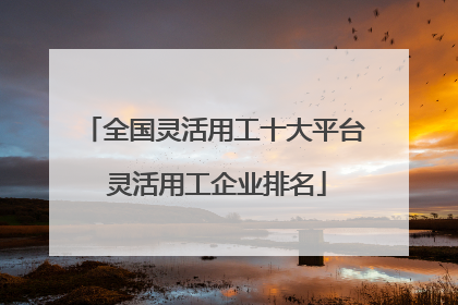 全国灵活用工十大平台 灵活用工企业排名