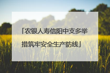 农银人寿信阳中支多举措筑牢安全生产防线