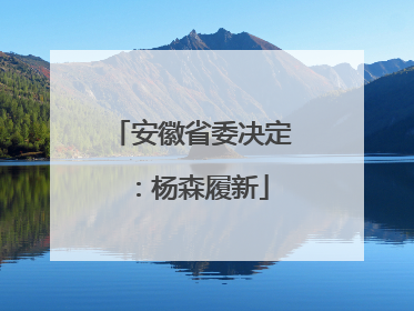 安徽省委决定：杨森履新