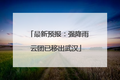 最新预报：强降雨云团已移出武汉