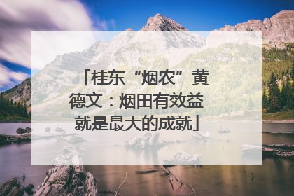 桂东“烟农”黄德文：烟田有效益就是最大的成就