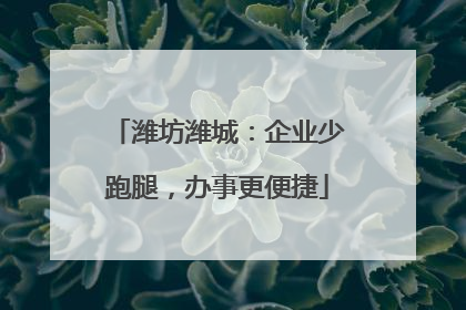 潍坊潍城：企业少跑腿，办事更便捷