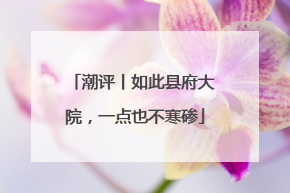 潮评丨如此县府大院，一点也不寒碜