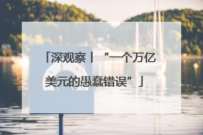 深观察丨“一个万亿美元的愚蠢错误”