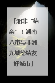 湘非“结亲”！湖南八市与非洲九城缔结友好城市