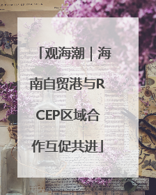 观海潮｜海南自贸港与RCEP区域合作互促共进