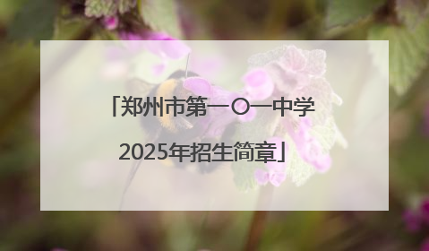 郑州市第一〇一中学2025年招生简章