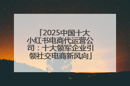 2025中国十大小红书电商代运营公司：十大领军企业引领社交电商新风向